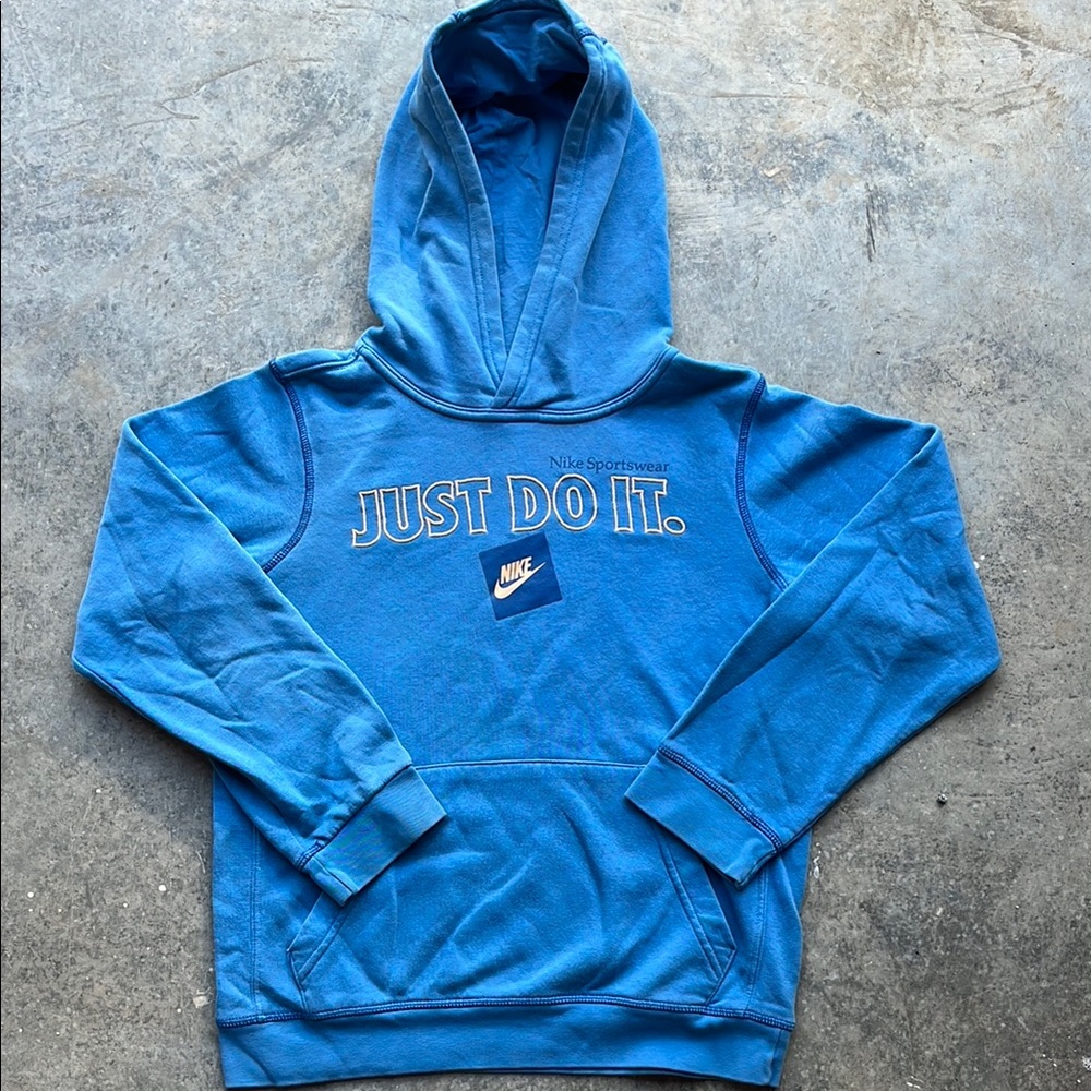 Nike Blue Hoodie with 'Just Do It' Size medium